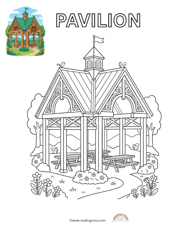 Free colouring page: Pavilion