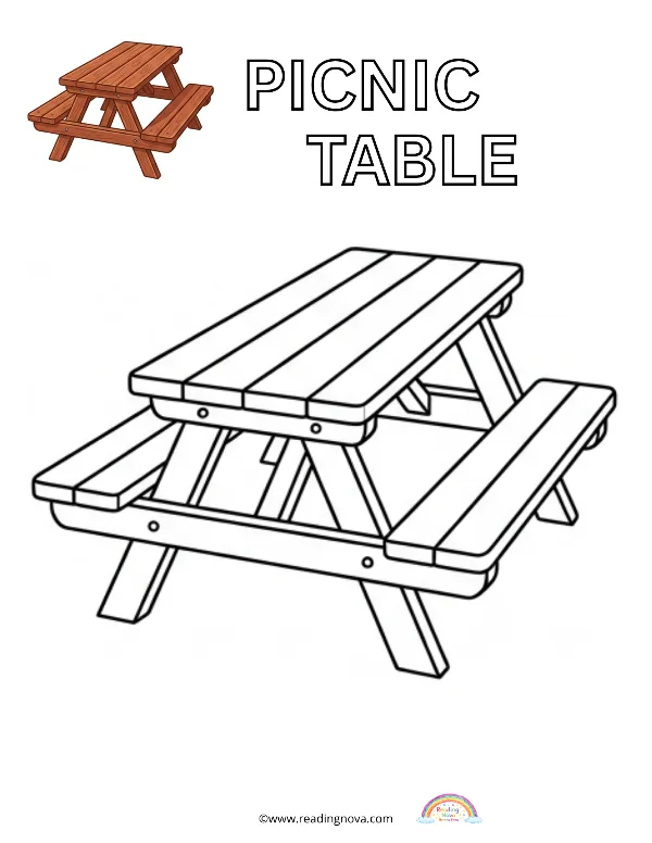 Free colouring page: Picnic Table