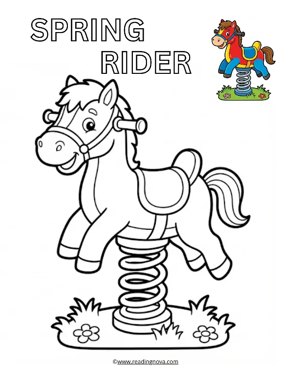 Free colouring page: Spring Rider