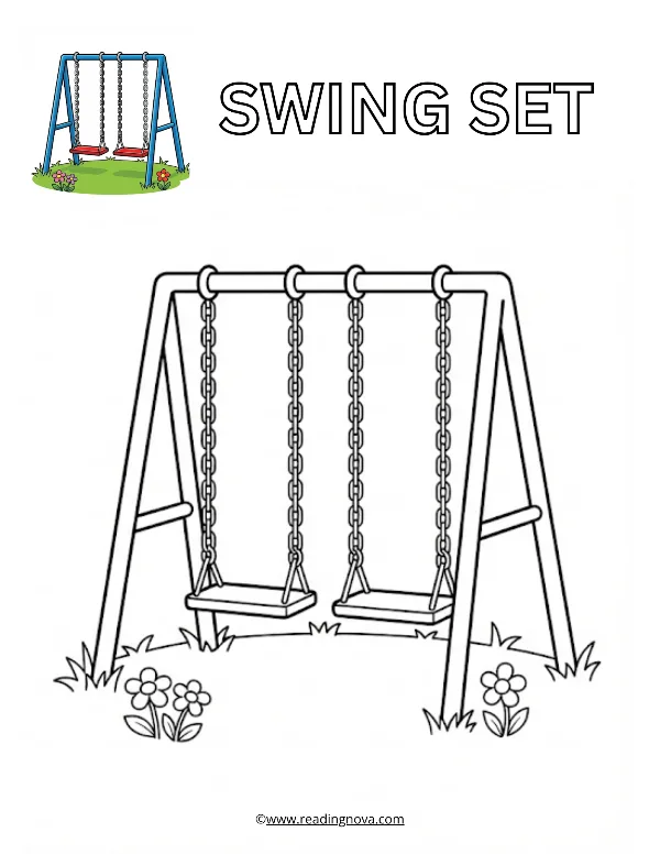 Free colouring page: Swing Set