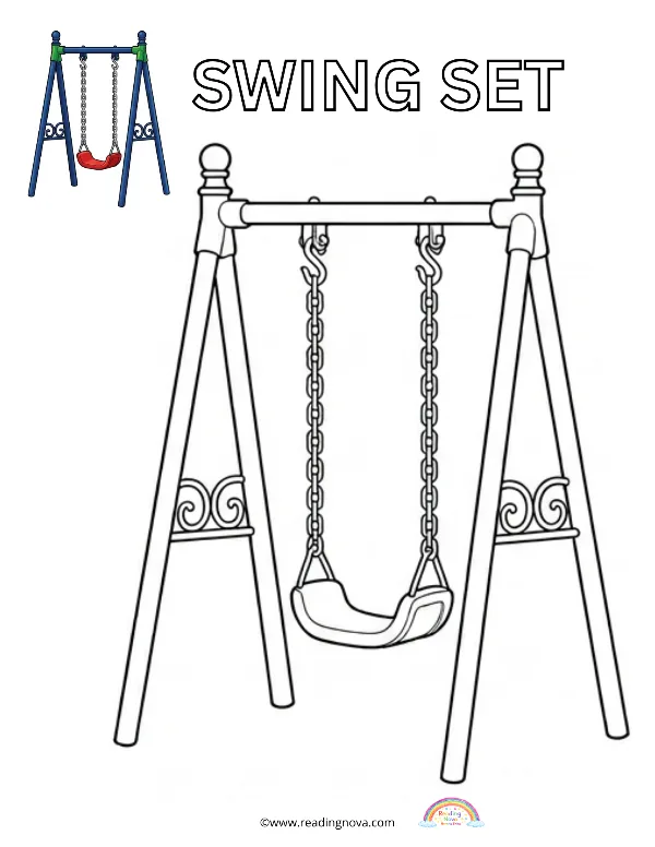 Free colouring page: Swing Set