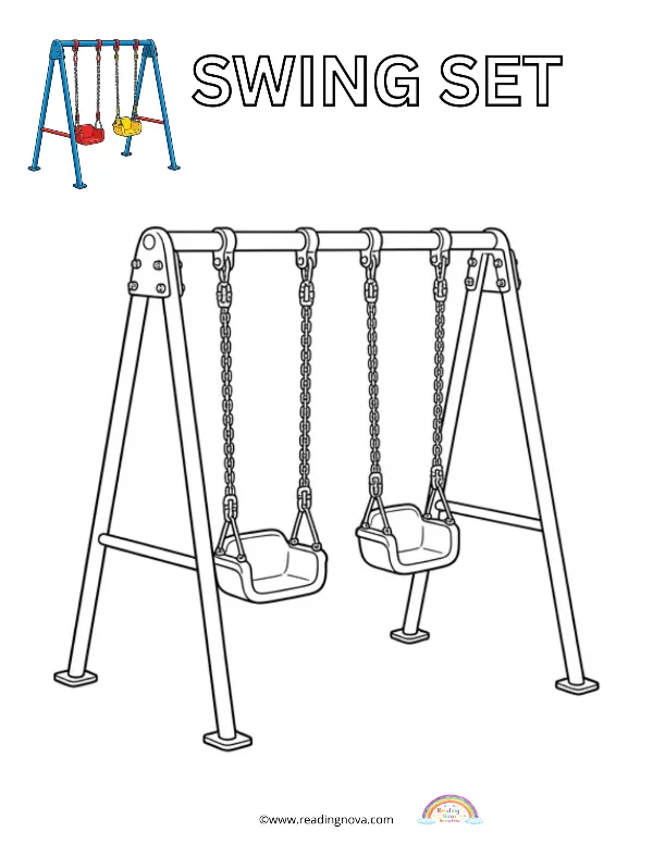 Free colouring page: Swing Set
