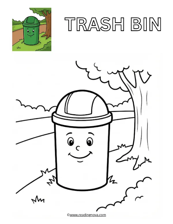 Free colouring page: Trash Bin