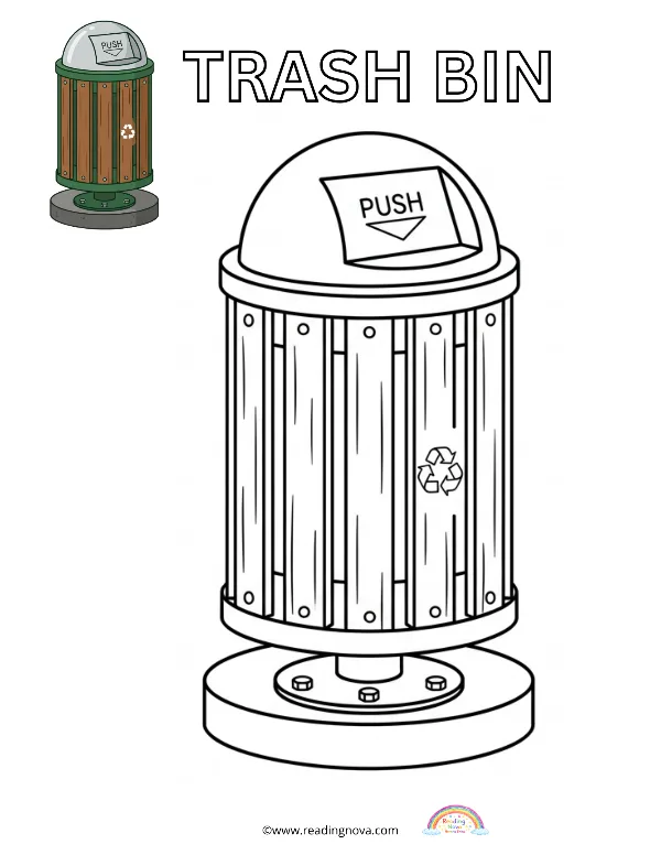 Free colouring page: Trash Bin
