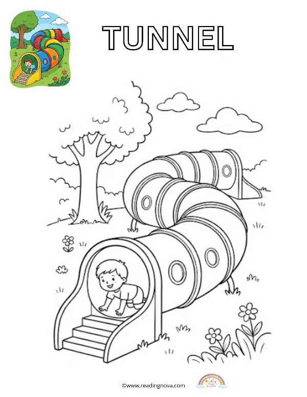 Free colouring page: Tunnel