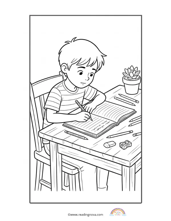 Free colouring page: Quiet Time Scene 1