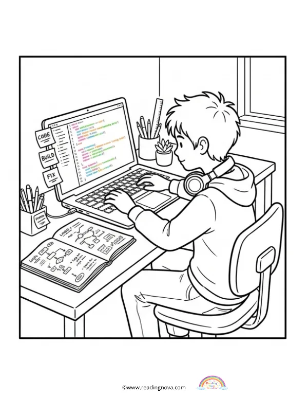 Free colouring page: Quiet Time Scene 12