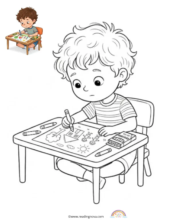 Free colouring page: Quiet Time Scene