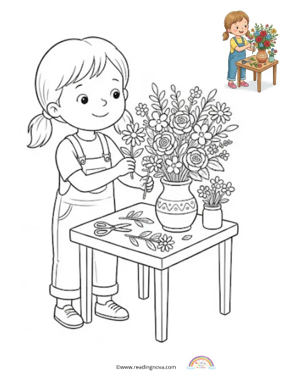 Free colouring page: Quiet Time Scene
