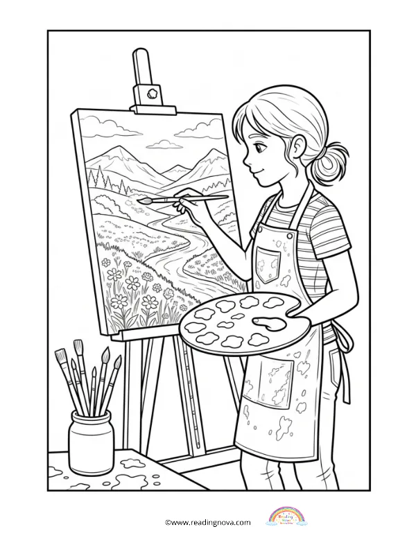 Free colouring page: Quiet Time Scene 2