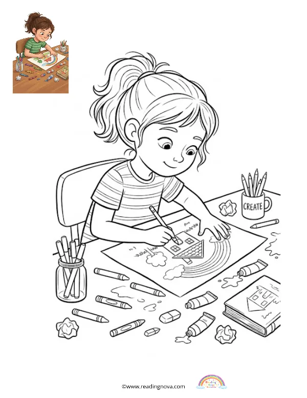 Free colouring page: Quiet Time Scene