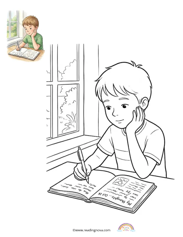 Free colouring page: Quiet Time Scene