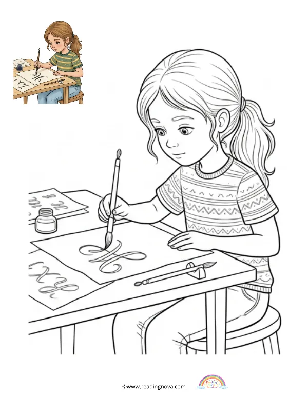 Free colouring page: Quiet Time Scene