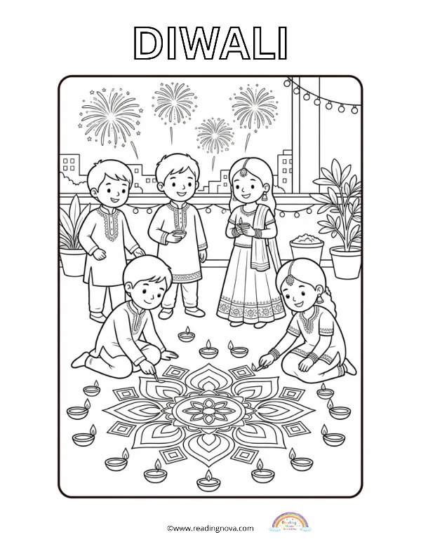 Free colouring page: Diwali