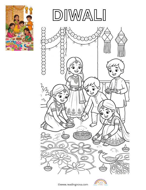 Free colouring page: Diwali