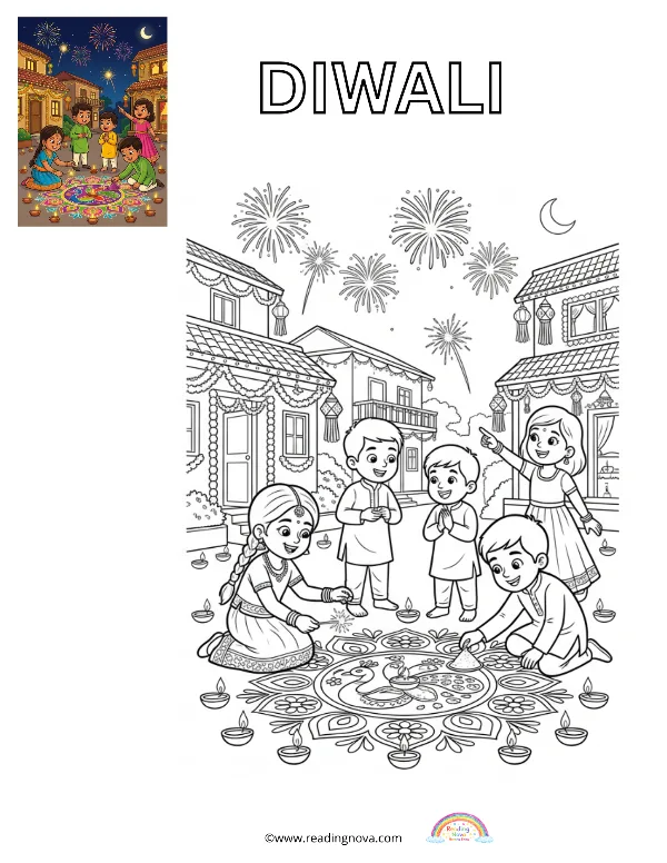 Free colouring page: Diwali