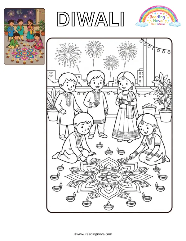 Free colouring page: Diwali