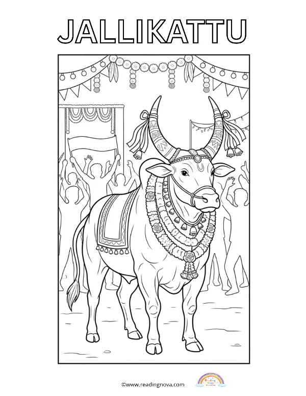 Free colouring page: Jallikattu