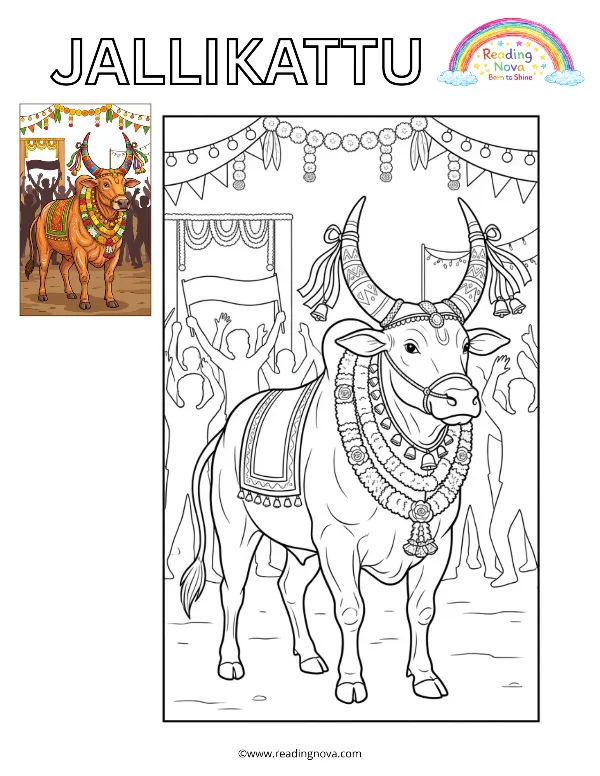 Free colouring page: Jallikattu