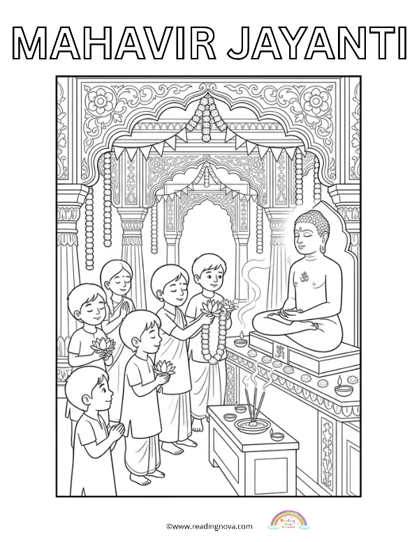 Free colouring page: Mahavir Jayanti