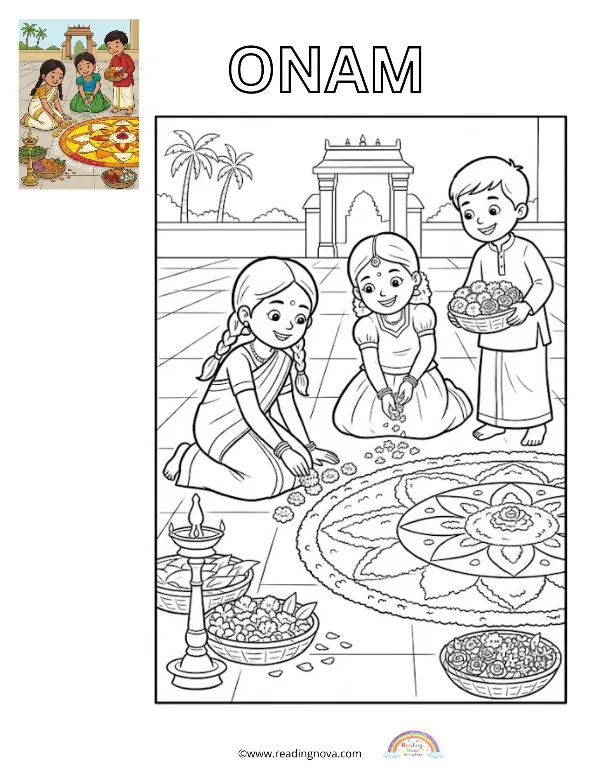 Free colouring page: Onam