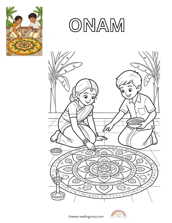 Free colouring page: Onam