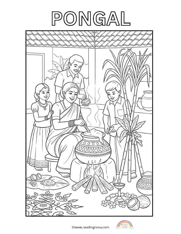 Free colouring page: Pongal