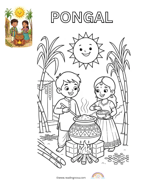 Free colouring page: Pongal