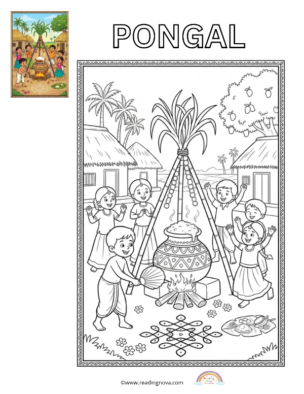 Free colouring page: Pongal
