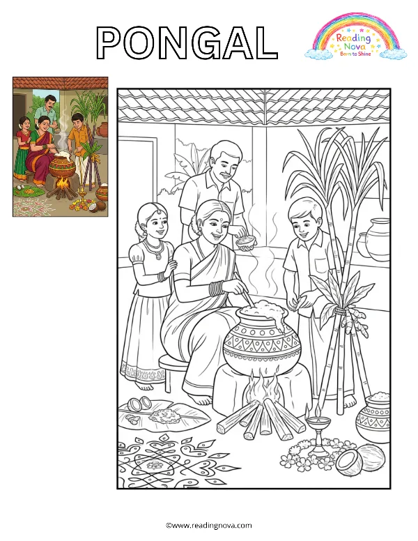 Free colouring page: Pongal
