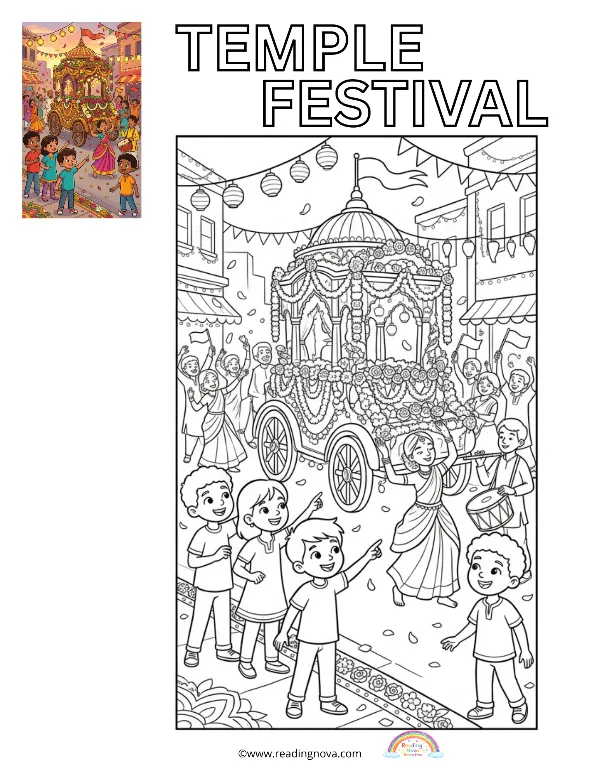 Free colouring page: Temple Festival