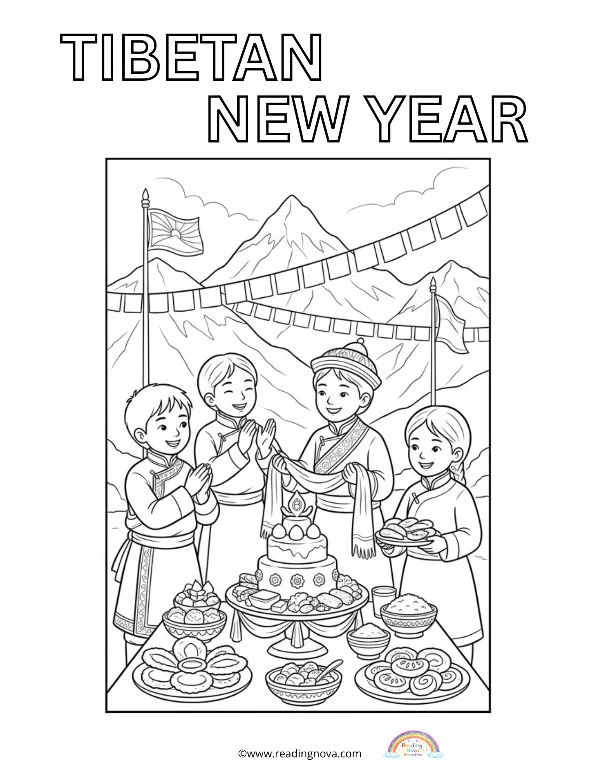 Free colouring page: Tibetan New Year
