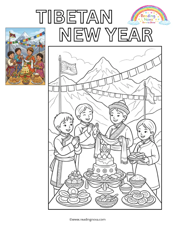 Free colouring page: Tibetan New Year