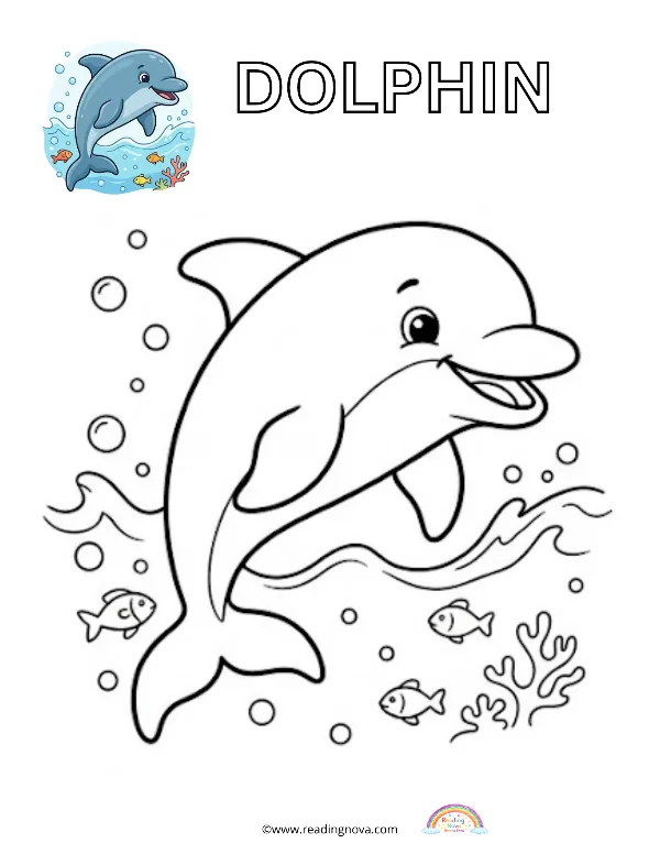 Free colouring page: Dolphin