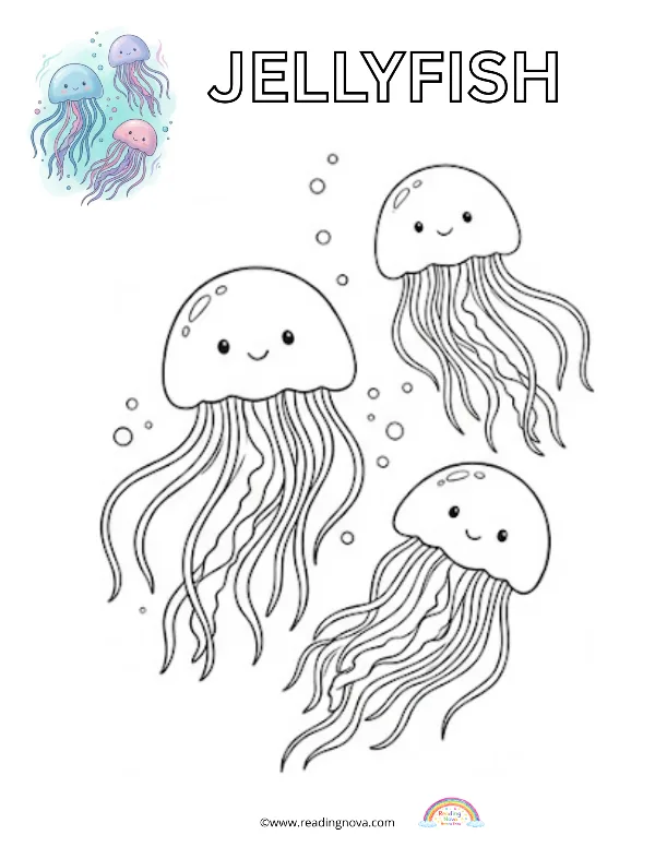Free colouring page: Jellyfish