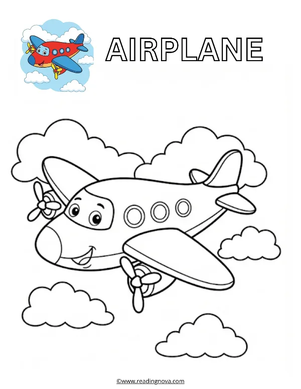Free colouring page: Airplane