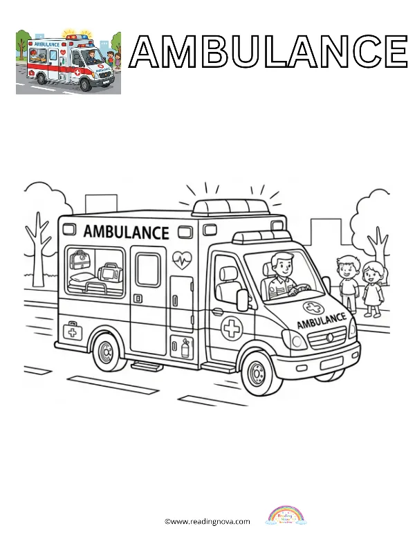 Free colouring page: Ambulance