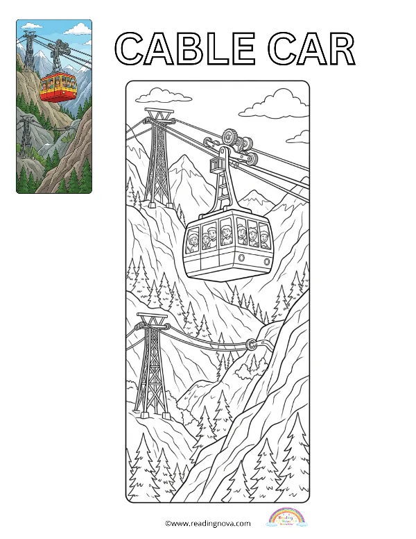 Free colouring page: Cable Car