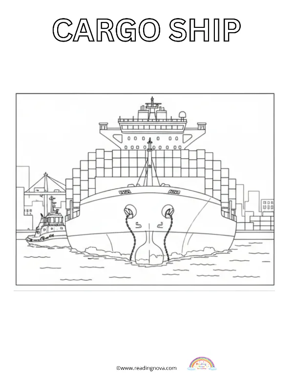 Free colouring page: Cargo Ship