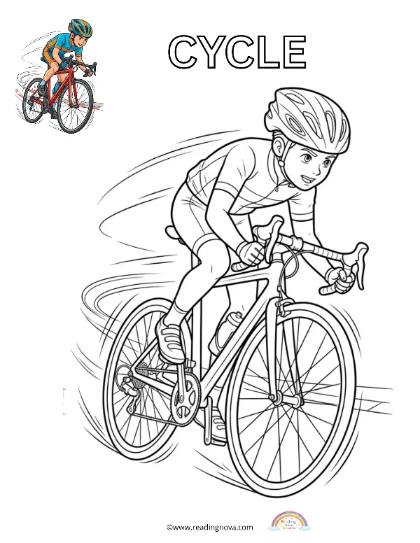 Free colouring page: Cycle