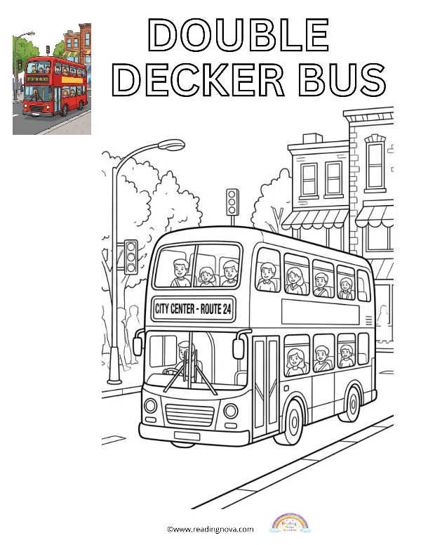 Free colouring page: Double Decker Bus