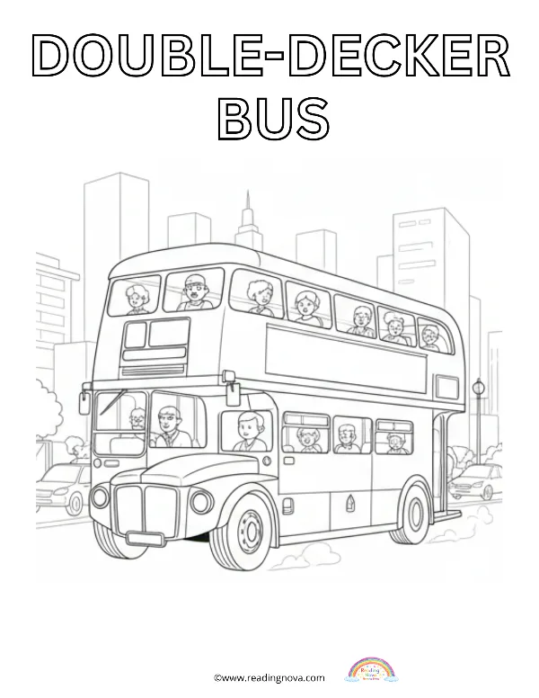 Free colouring page: Double-Decker Bus