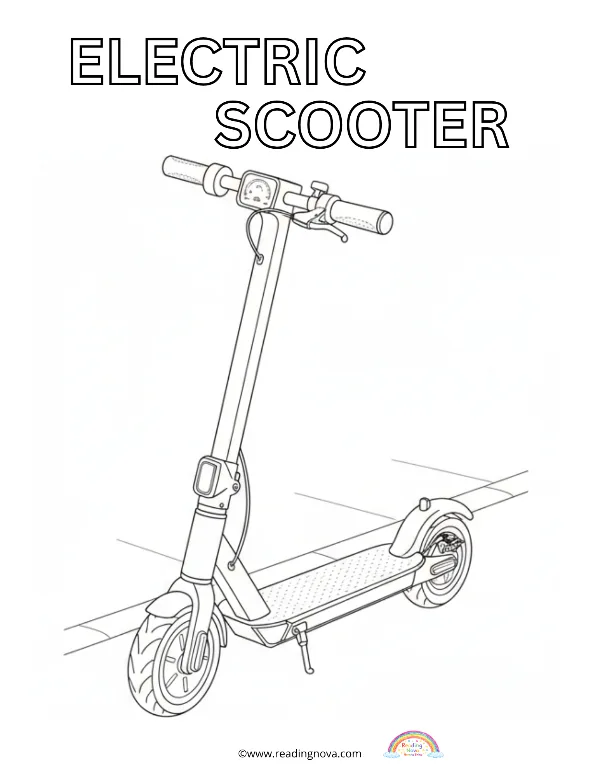 Free colouring page: Electric Scooter