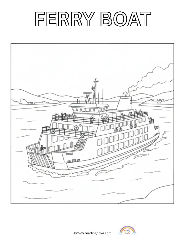 Free colouring page: Ferry Boat