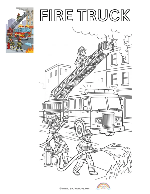 Free colouring page: Fire Truck