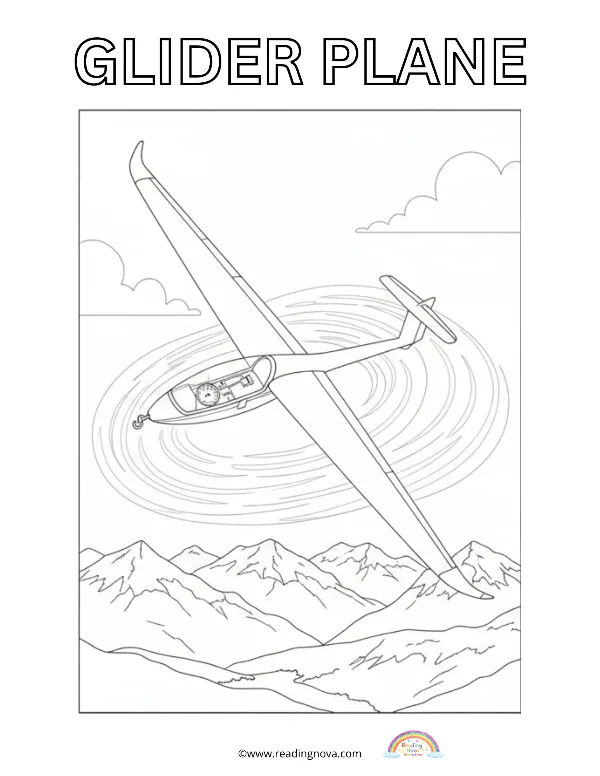 Free colouring page: Glider Plane