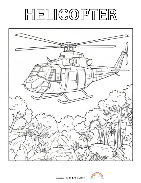 Free colouring page: Helicopter