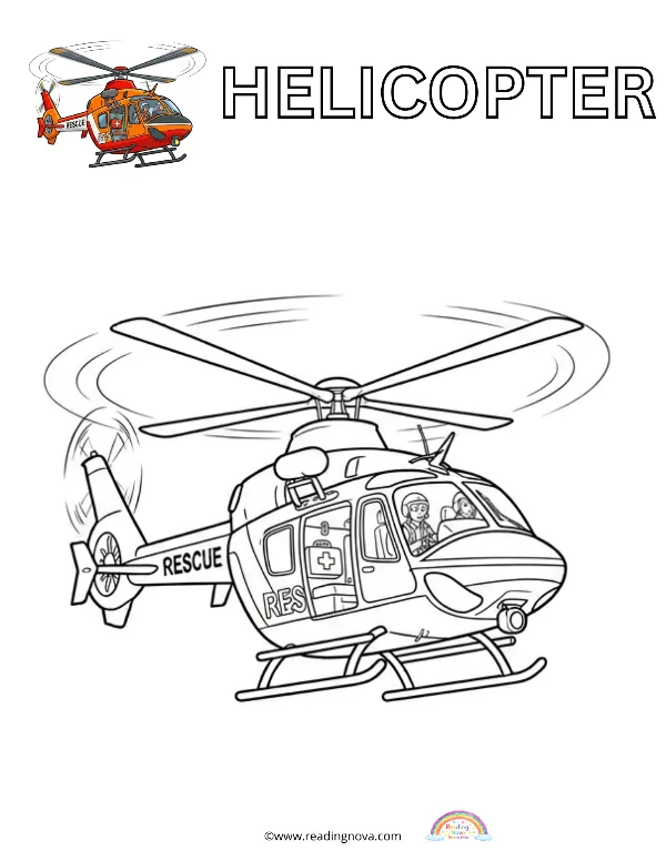 Free colouring page: Helicopter