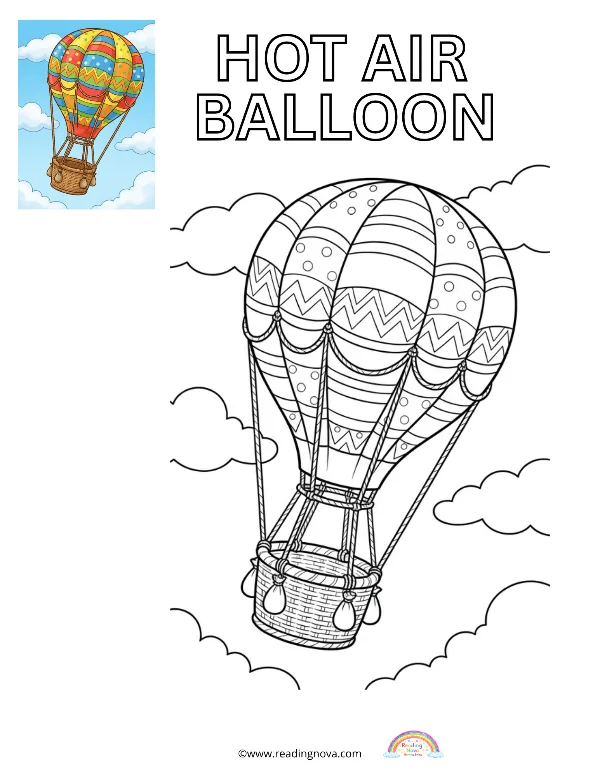 Free colouring page: Hot Air Balloon