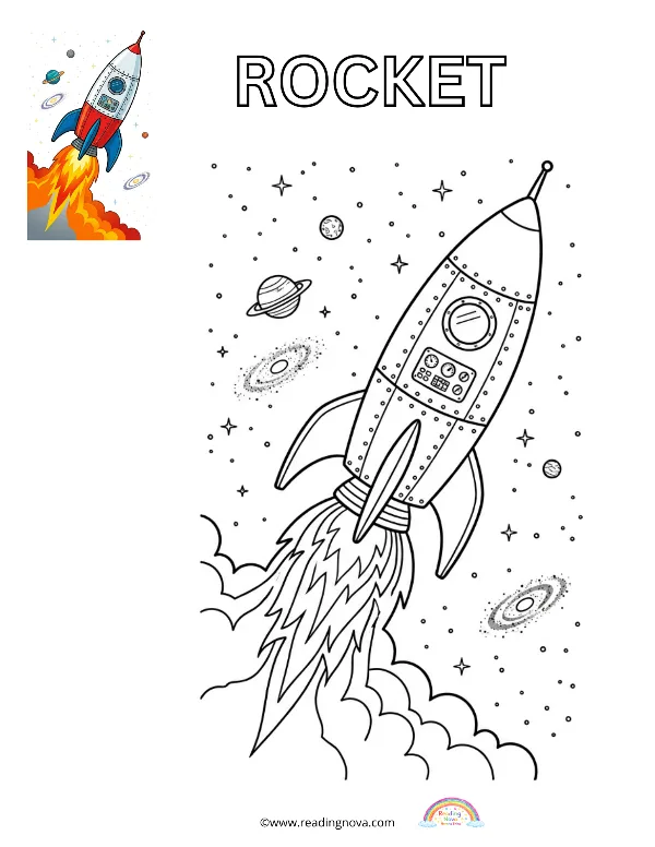 Free colouring page: Rocket